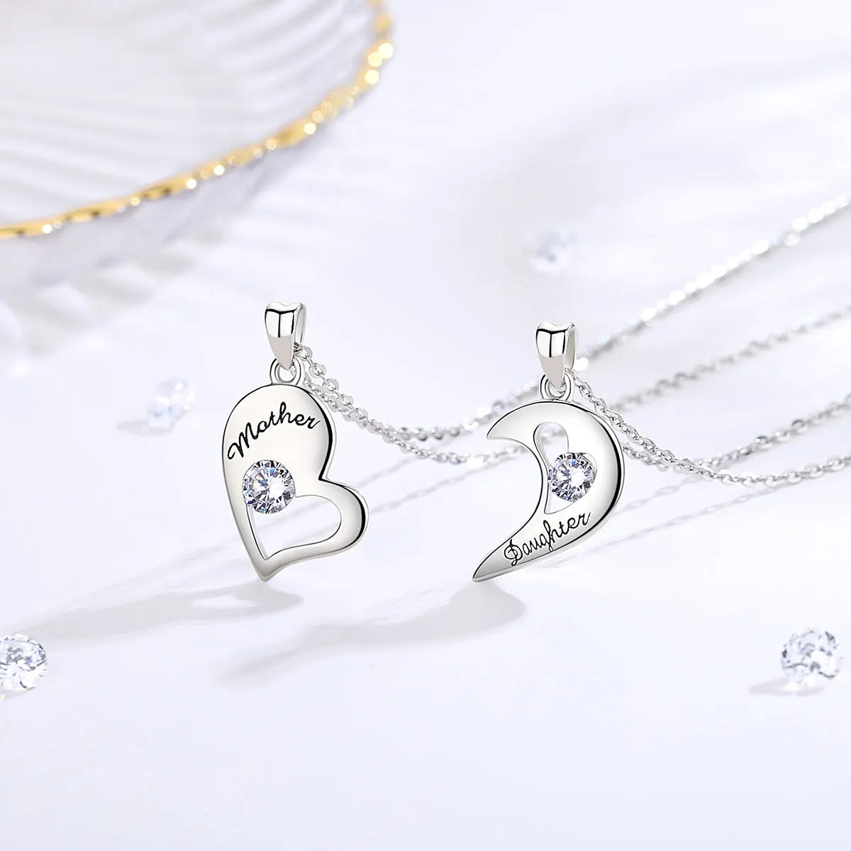 Mutter-Tochter-Herzanhänger aus 925er Sterlingsilber