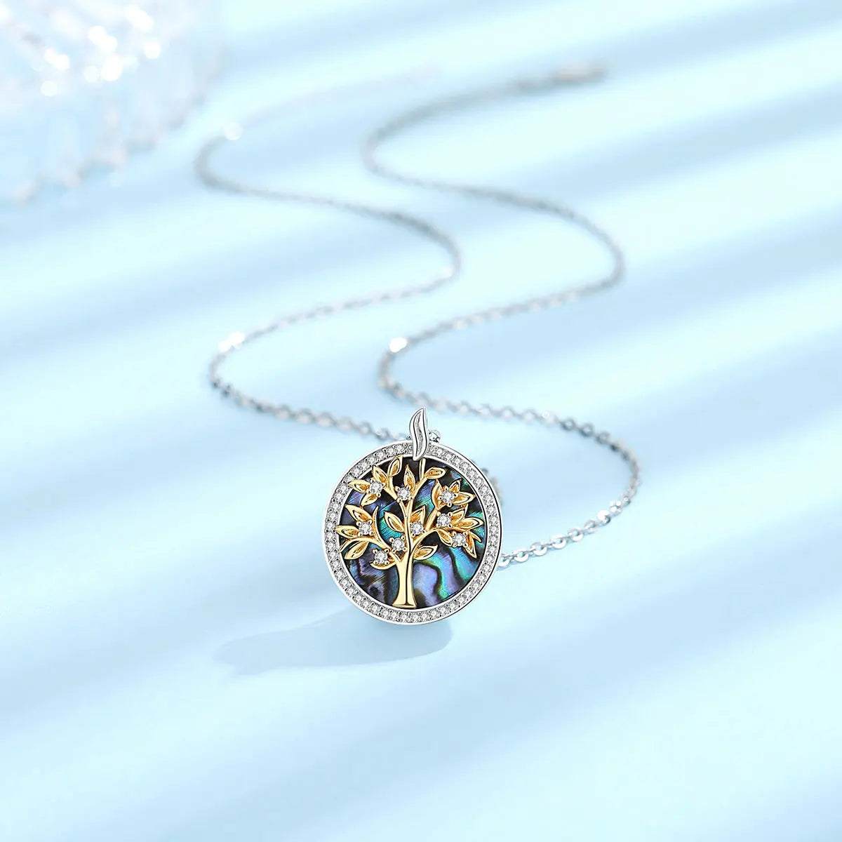 Video - Lebensbaum-Halskettenanhänger Simplicity aus 925er Sterlingsilber mit natürlicher Abalone
