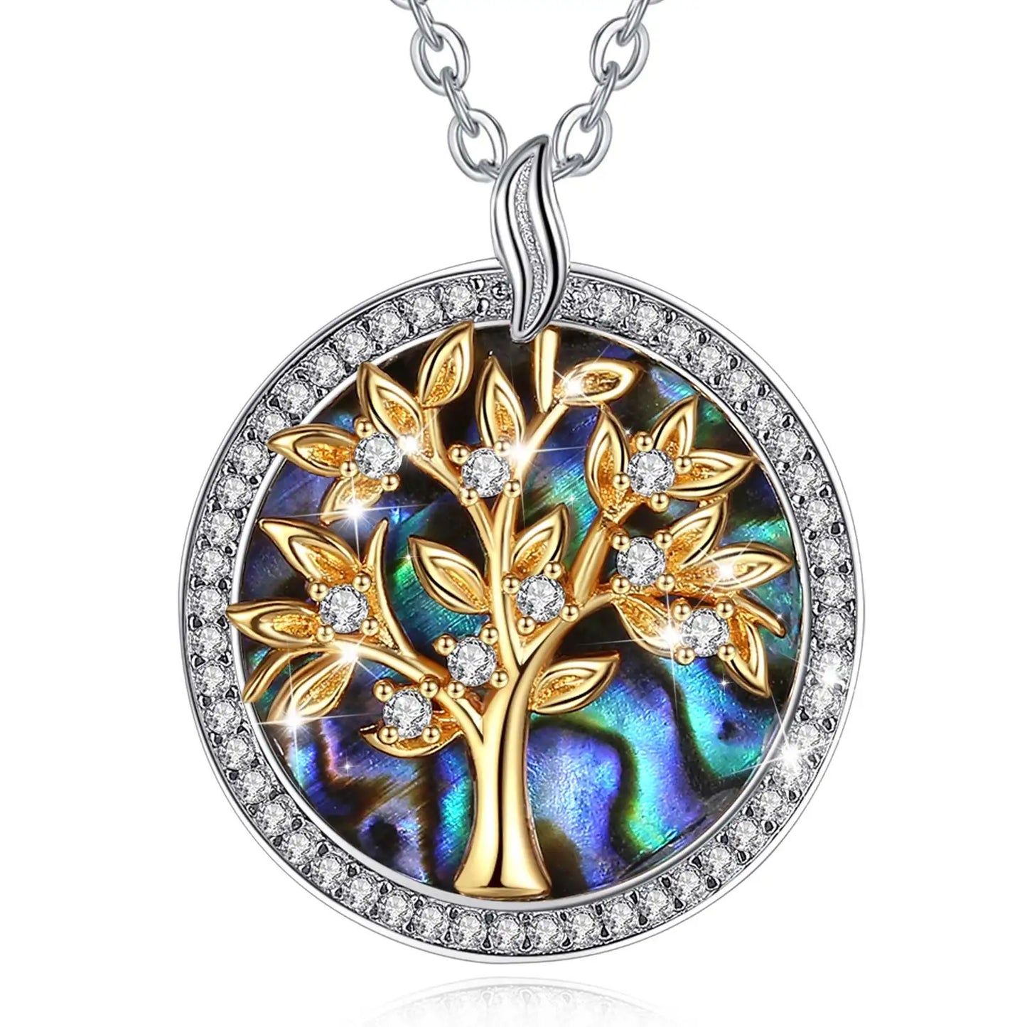 Video - Lebensbaum-Halskettenanhänger Simplicity aus 925er Sterlingsilber mit natürlicher Abalone