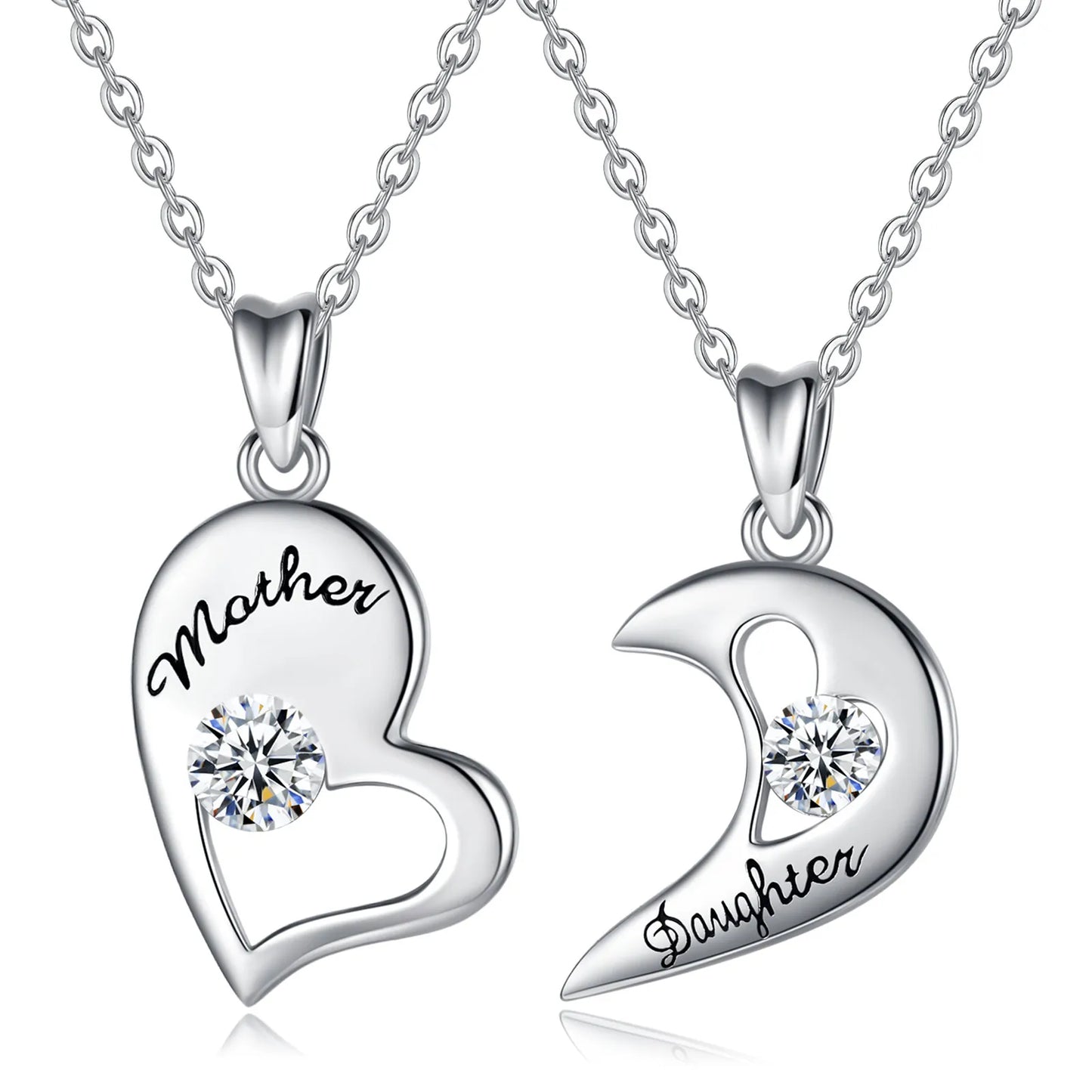 Mutter-Tochter-Herzanhänger aus 925er Sterlingsilber