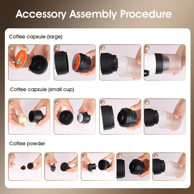 (Nescafé, Dolce Gusto, gemahlener Kaffee) Kabellose tragbare 3-in-1-Kaffeemaschine mit mehreren Kapseln