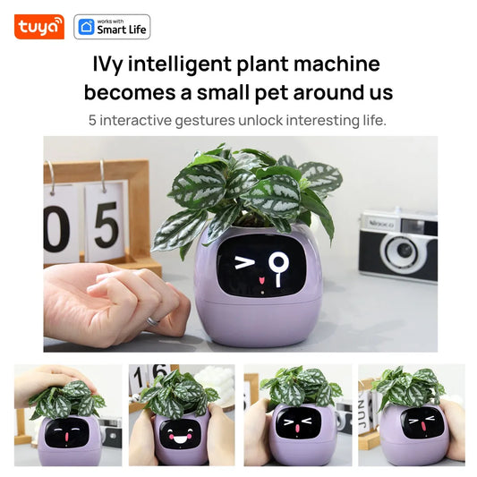 Tuya Ivy Smart Planter, 49 Rich Expressions,7 smart sensors, AI Chips