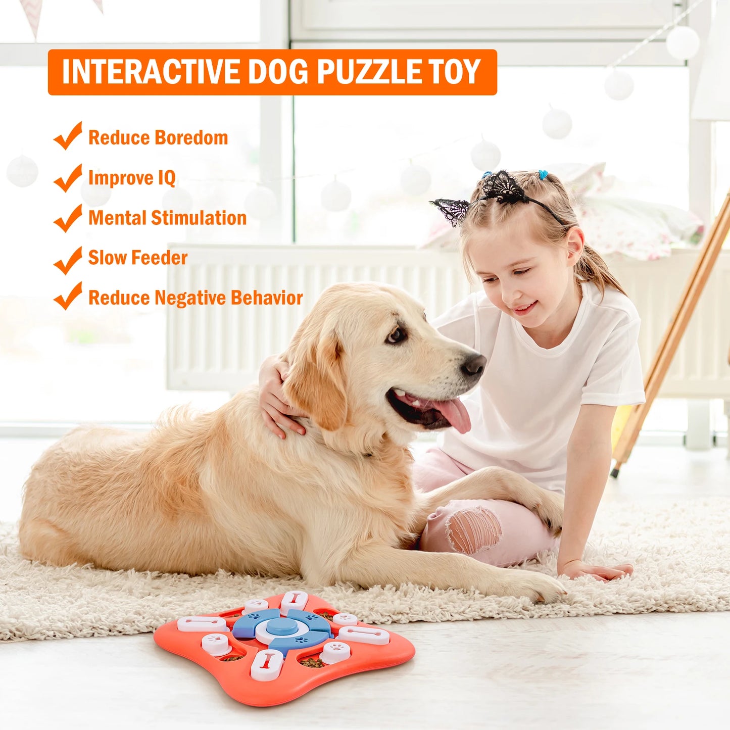 Dog Puzzle Toy for IQ Training & Mental Enrichment, feeder