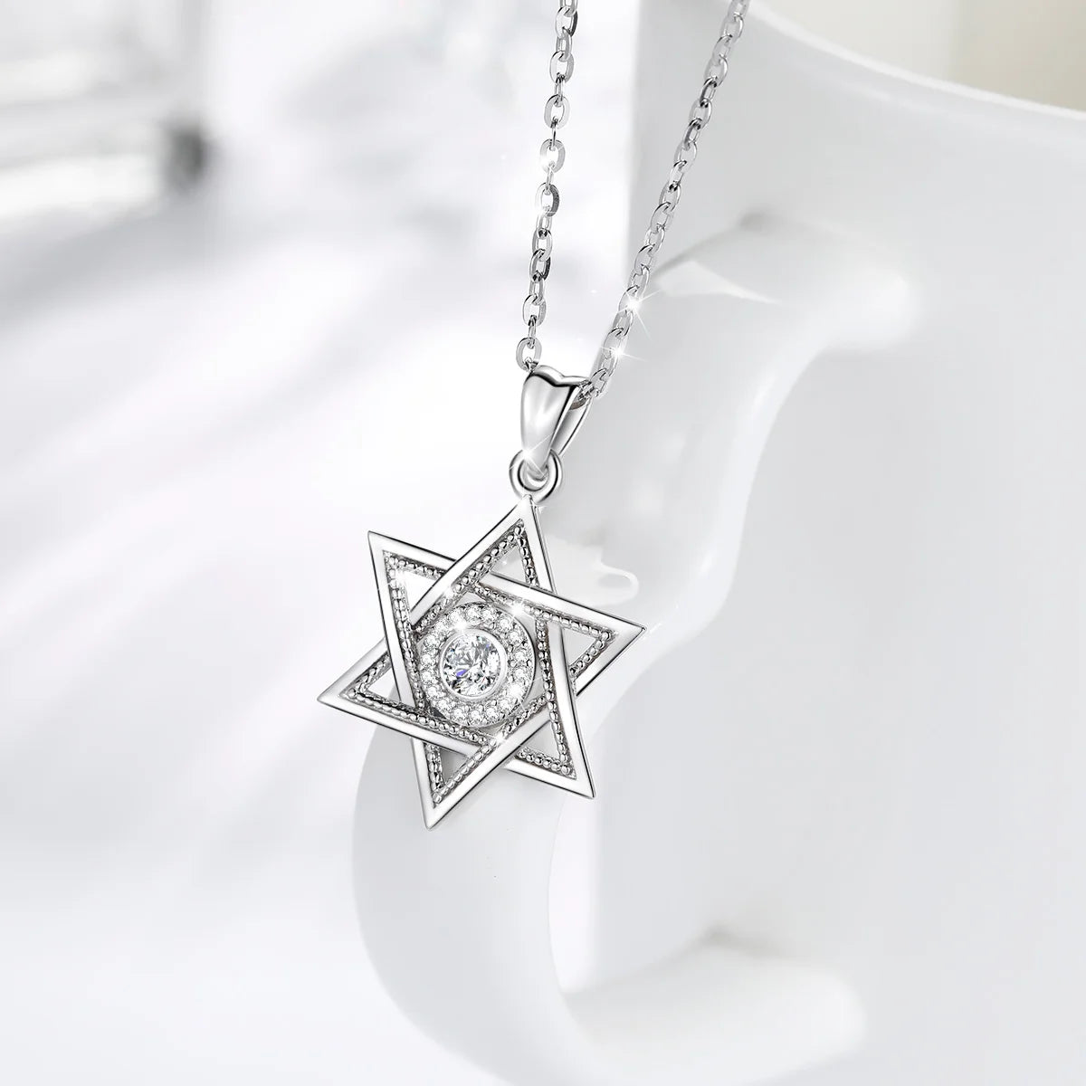 Video – Anhänger Davidstern aus 925er Sterlingsilber und Zirkonia