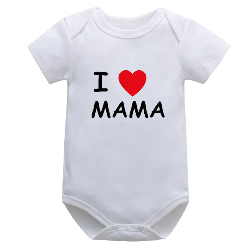 Baby-Strampler – Kurzarm-Overall aus Baumwolle mit „I Love Mom & Dad“-Aufdruck