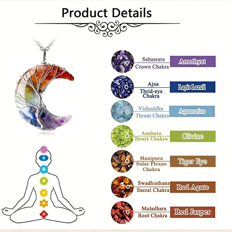 7-Chakra-Kristallkette mit Lebensbaum-Anhänger