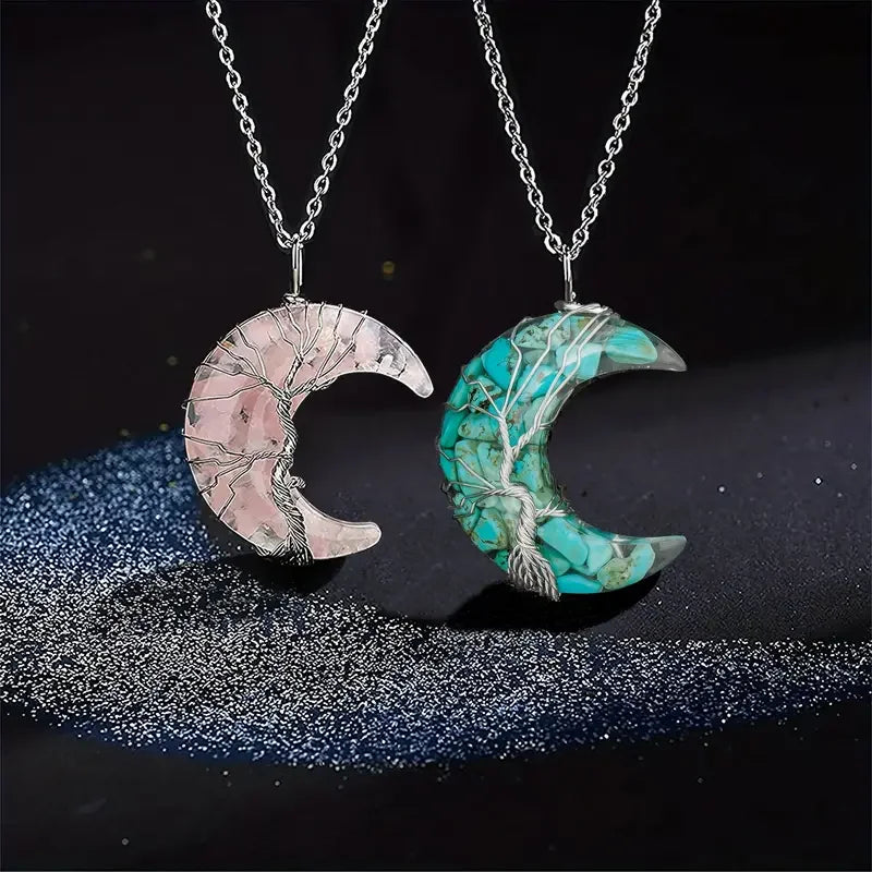 7-Chakra-Kristallkette mit Lebensbaum-Anhänger