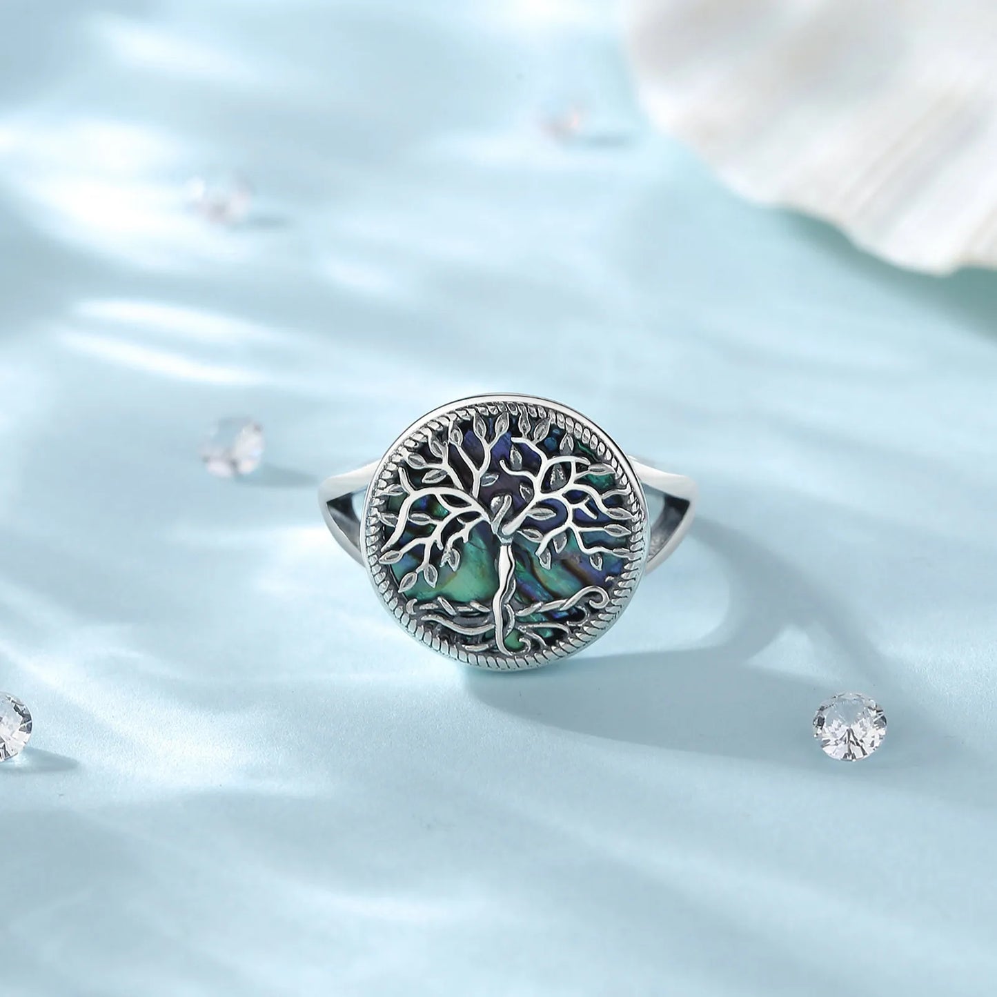925 Sterling Silver Adjustable Tree of Life Ring