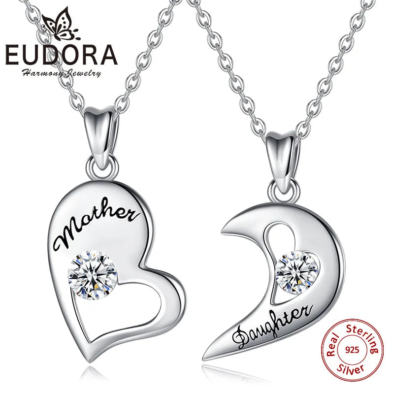 Mutter-Tochter-Herzanhänger aus 925er Sterlingsilber