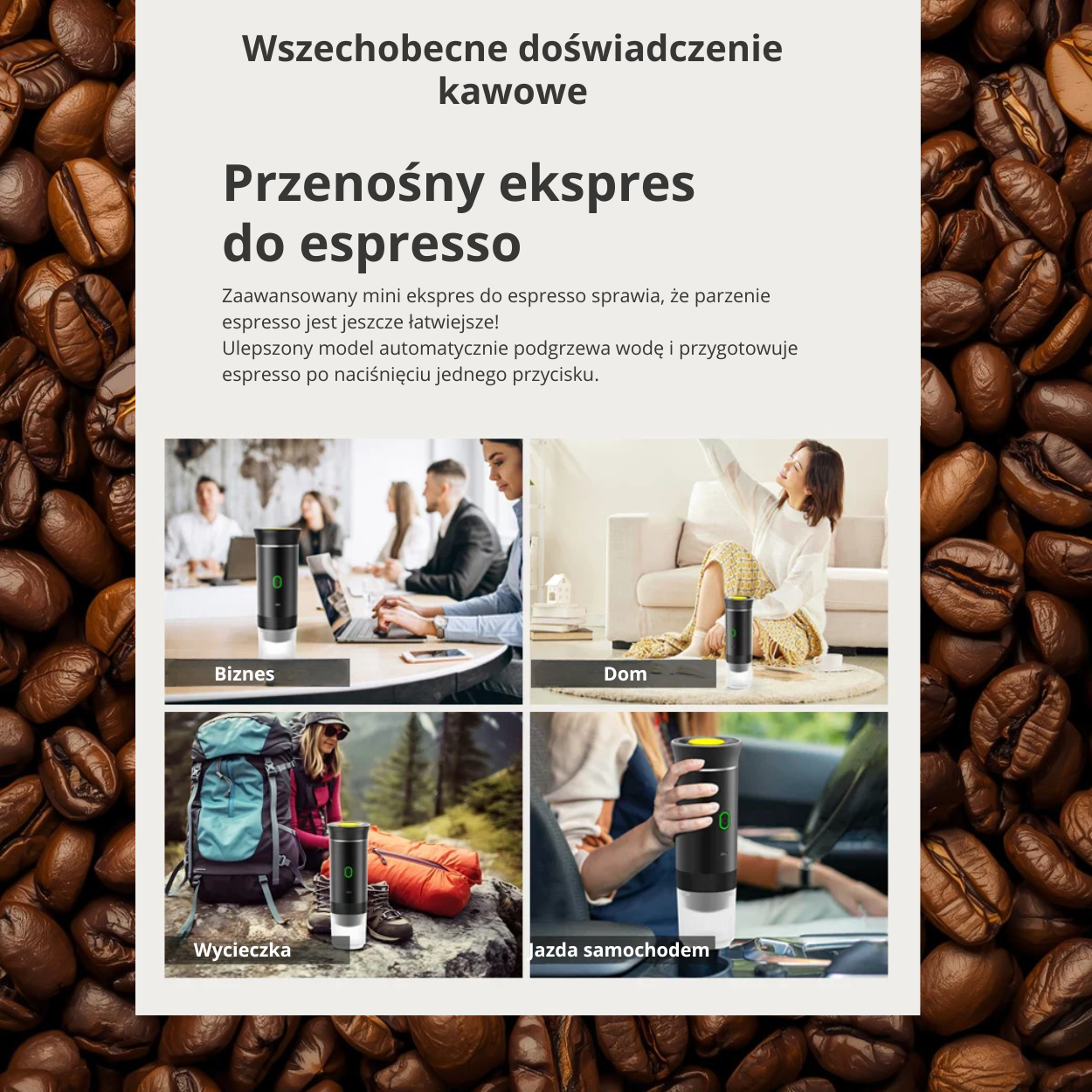 Bezprzewodowy, elektryczny, przenośny ekspres do kawy 3-w-1 – Espresso – Dolce Gusto – Nespresso