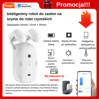 Tuya Smart Curtain Robot – Bluetooth, sterowanie aplikacją, Pull-to-Start, udźwig 8 kg