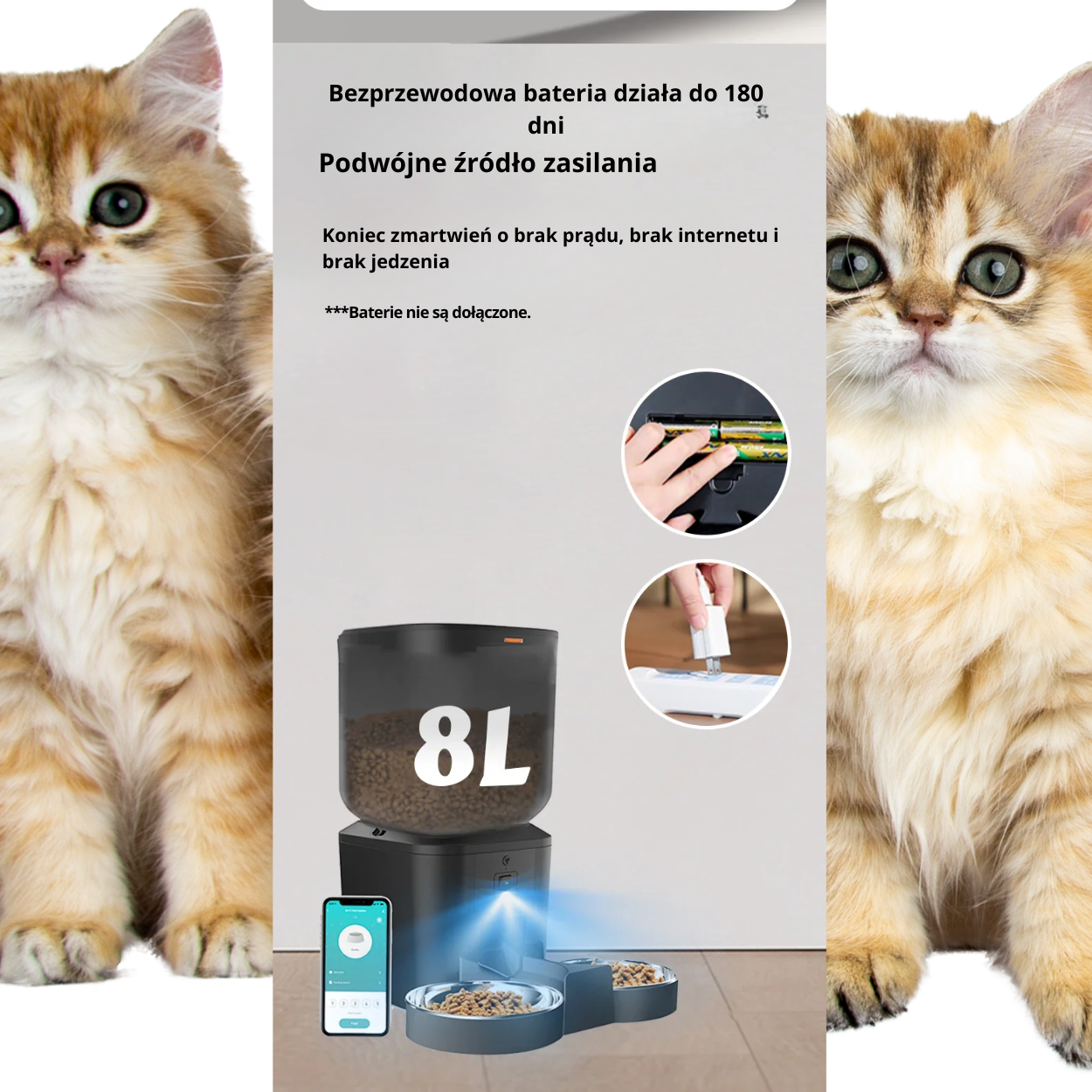 8 L Inteligentny Automatyczny Podajnik Karmy dla Kota z Kamerą 1080 p i WiFi