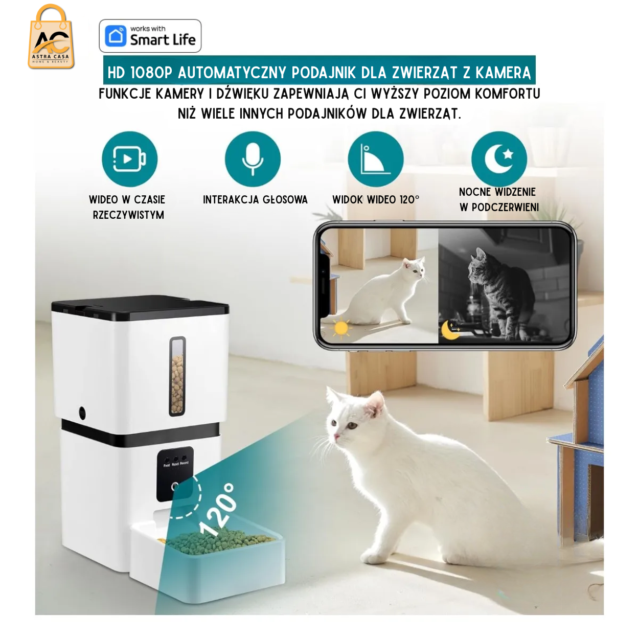 Automatic Smart Food Dispenser with HD Camera WiFi