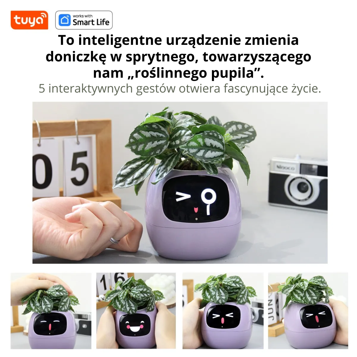 Tuya Ivy Smart Planter – inteligentna doniczka z 49 ekspresjami, 7 czujnikami i układami AI.