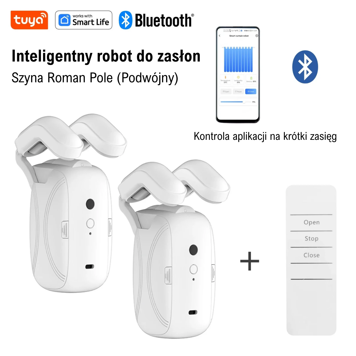 Tuya Smart Curtain Robot – Bluetooth, sterowanie aplikacją, Pull-to-Start, udźwig 8 kg