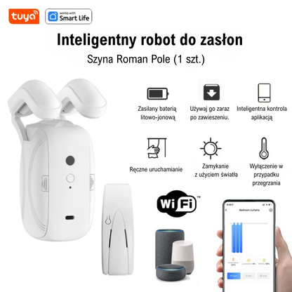 Tuya Smart Curtain Robot – Bluetooth, sterowanie aplikacją, Pull-to-Start, udźwig 8 kg
