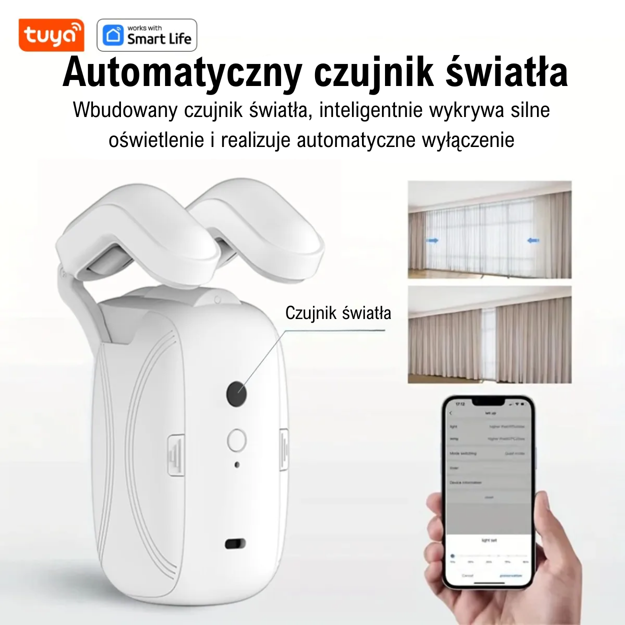 Tuya Smart Curtain Robot – Bluetooth, sterowanie aplikacją, Pull-to-Start, udźwig 8 kg