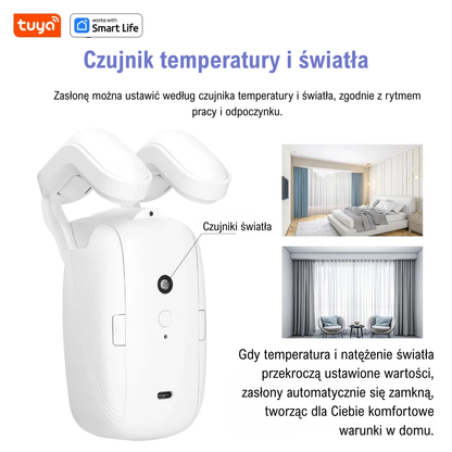Tuya Smart Curtain Robot – Bluetooth, sterowanie aplikacją, Pull-to-Start, udźwig 8 kg