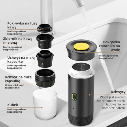 Bezprzewodowy, elektryczny, przenośny ekspres do kawy 3-w-1 – Espresso – Dolce Gusto – Nespresso