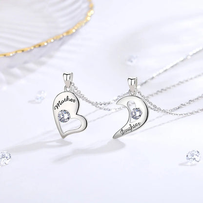 Mutter-Tochter-Herzanhänger aus 925er Sterlingsilber