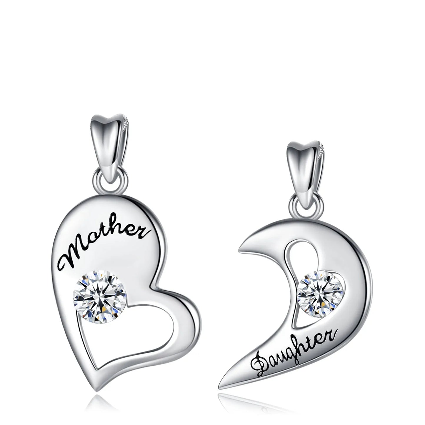 Mutter-Tochter-Herzanhänger aus 925er Sterlingsilber