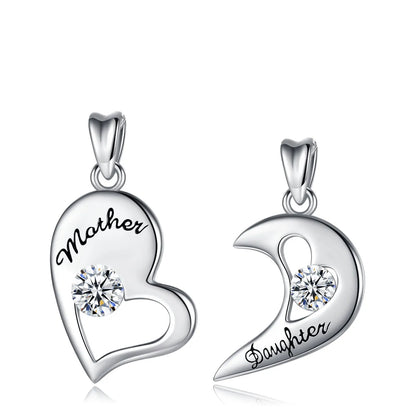 Mutter-Tochter-Herzanhänger aus 925er Sterlingsilber