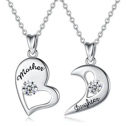 Mutter-Tochter-Herzanhänger aus 925er Sterlingsilber