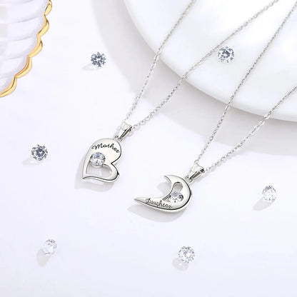 Mutter-Tochter-Herzanhänger aus 925er Sterlingsilber