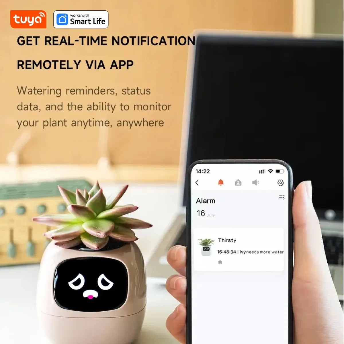 Tuya Ivy Smart Planter, 49 Rich Expressions,7 smart sensors, AI Chips