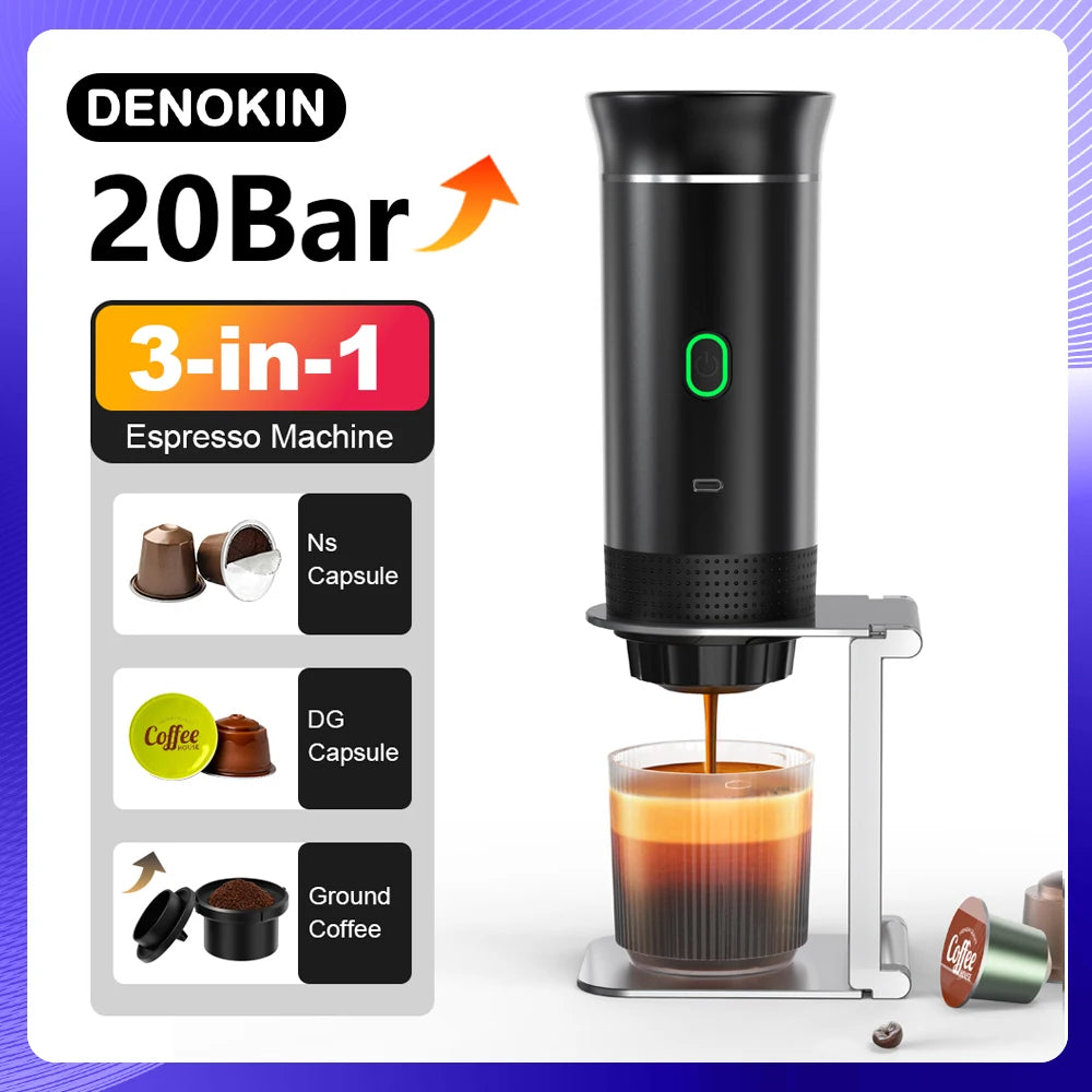 Bezprzewodowy, elektryczny, przenośny ekspres do kawy 3-w-1 – Espresso – Dolce Gusto – Nespresso