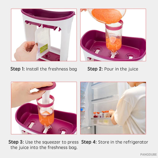 Complementary Food Squeeze Station with 10pcs Squeeze Bags Baby Food Dispenser