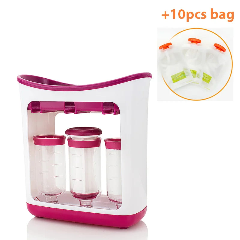 Complementary Food Squeeze Station with 10pcs Squeeze Bags Baby Food Dispenser