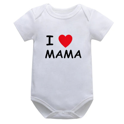 Baby-Strampler – Kurzarm-Overall aus Baumwolle mit „I Love Mom &amp; Dad“-Aufdruck