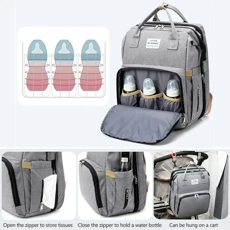 Video Multifunktions-Wickeltasche Rucksack mit Wickelunterlage
