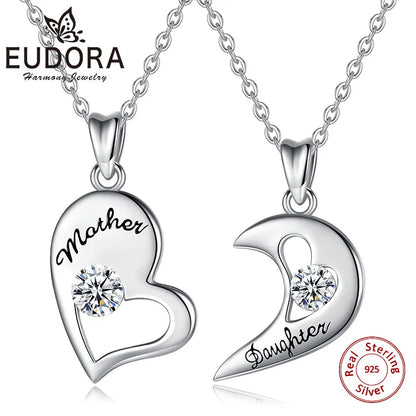 Mutter-Tochter-Herzanhänger aus 925er Sterlingsilber